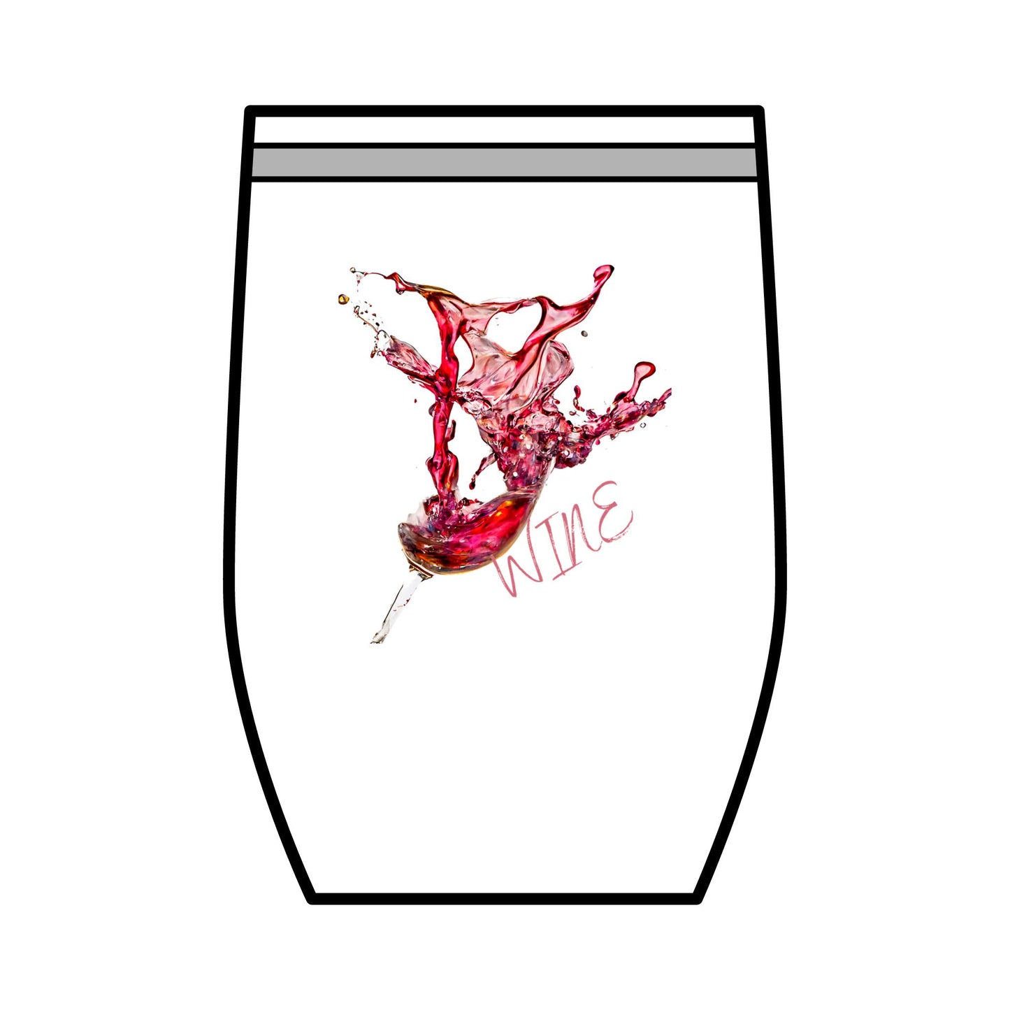 Wine Tumbler - Splashing Wine Design, 12oz