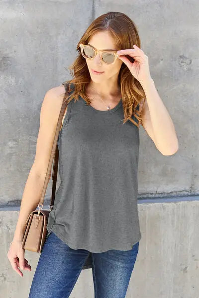  Basic Bae Full Size Round Neck Curved Hem Tank