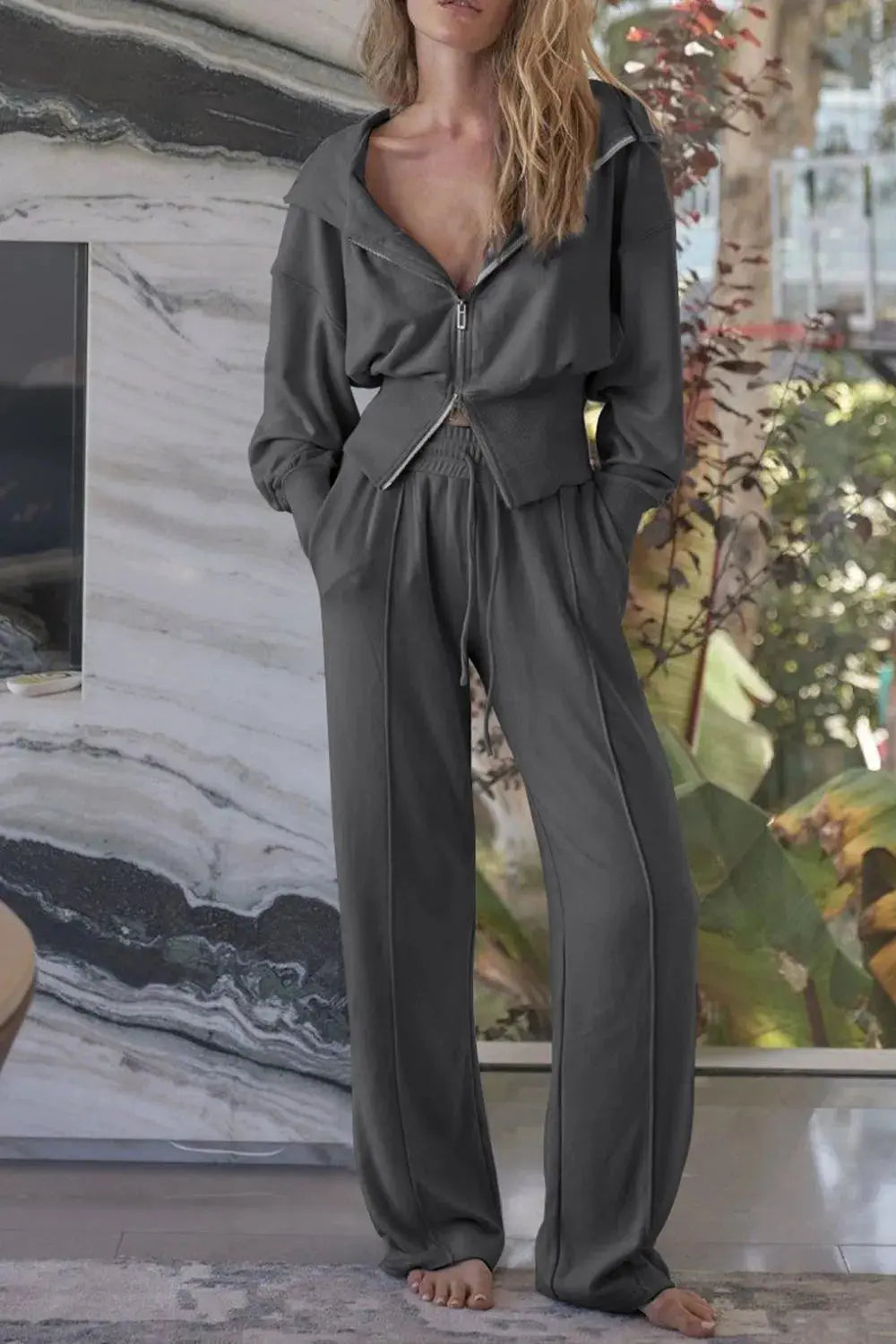 Zip-Up Hoodie and Pants Active Set