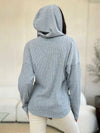 Culture Code Full Size Ribbed Zip Up Drawstring Hooded Jacket