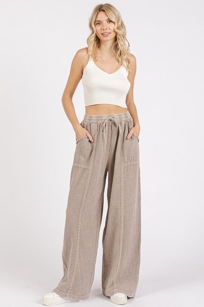 Mittoshop Lace Trim Detail Elastic Waist Cotton Gauze Pants
