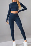  Mock Neck Long Sleeve Top and Pants Active Set